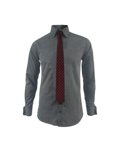 Camisa formal gris puño para mancornas manga larga  hombre