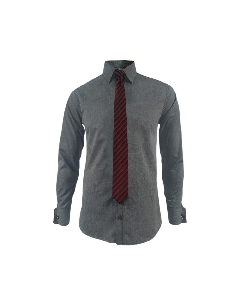 Camisa formal gris puño para mancornas manga larga  hombre