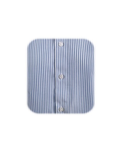 Camisa formal azul con rayas cuello y puños para mancornas blancos hombre