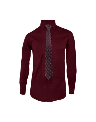 Camisa para corbata vino tinto manga larga Slim hombre