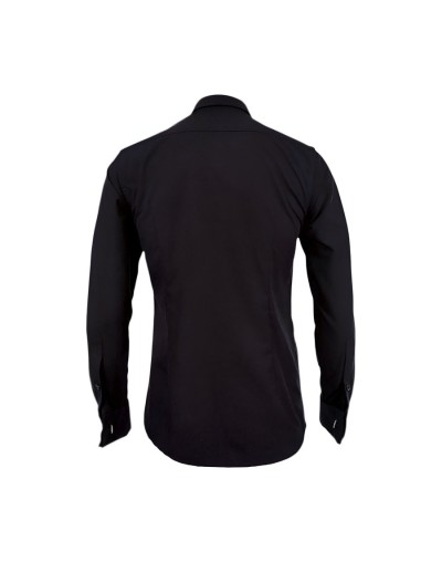 Camisa para corbata negra puño mancornas manga larga hombre