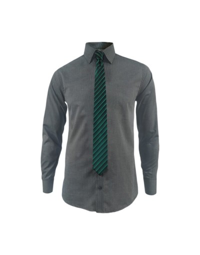 Camisa para corbata gris sin bolsillo manga larga hombre
