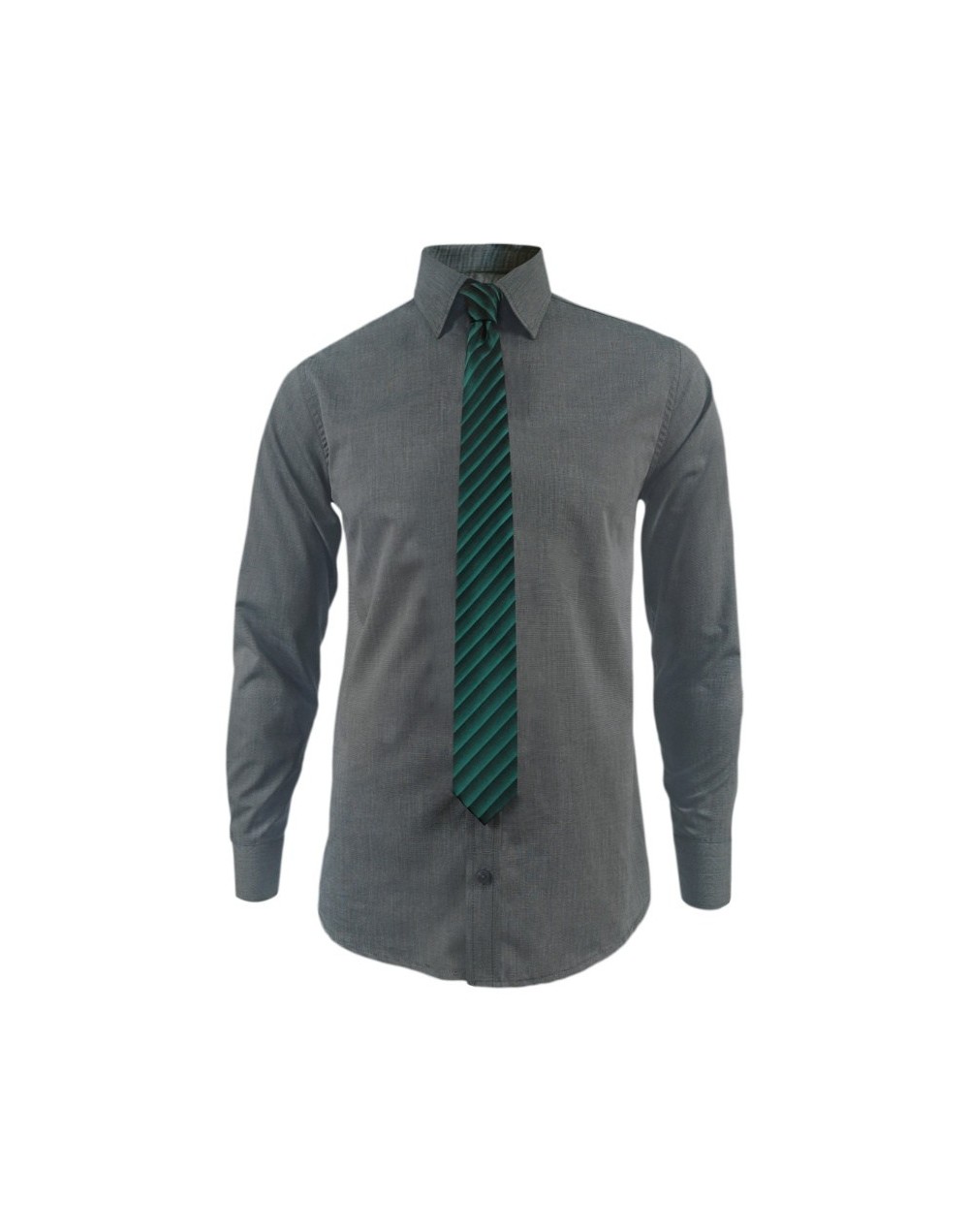 Camisa para corbata gris sin bolsillo manga larga hombre