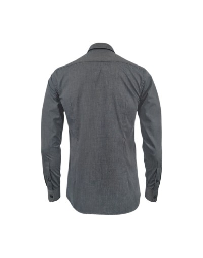 Camisa para corbata gris sin bolsillo manga larga hombre