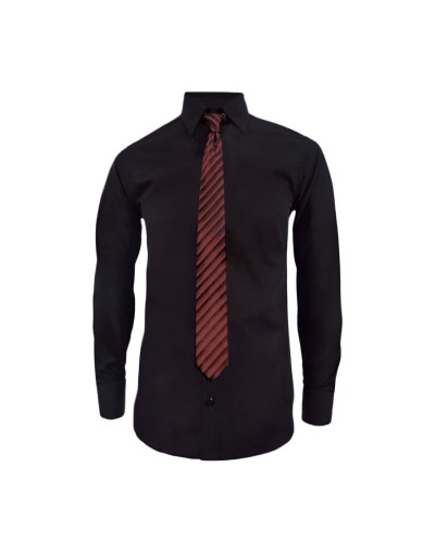 Camisa formal negra en algodón manga larga Slim para hombre