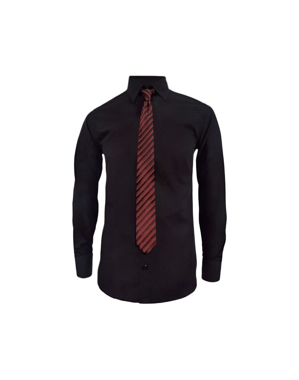 Camisa formal negra en algodón manga larga Slim para hombre