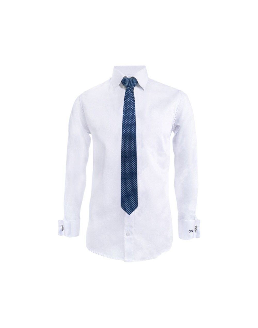 Camisa formal blanca puño para mancornas iniciales bordadas para hombre