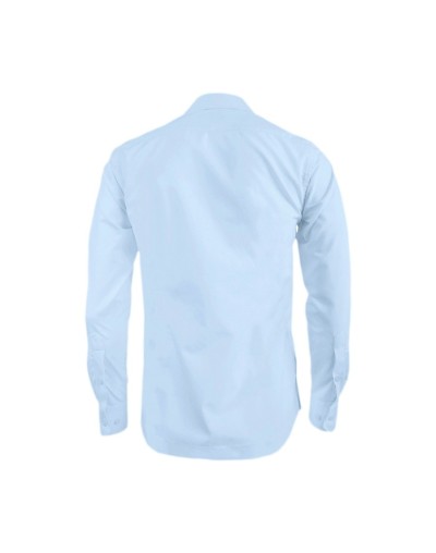 Camisa guayabera en algodon azul claro bordada sin bolsillos manga larga