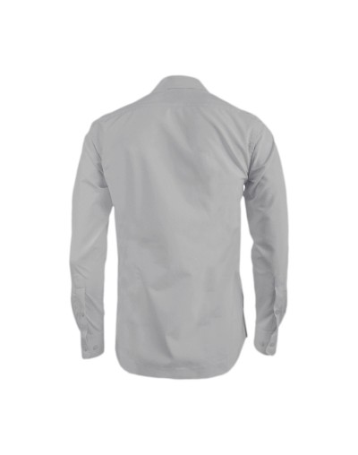 Camisa guayabera gris en algodón bordada sin bolsillos hombre