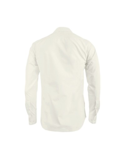 Camisa guayabera marfil en algodón bordada sin bolsillos Slim fit hombre