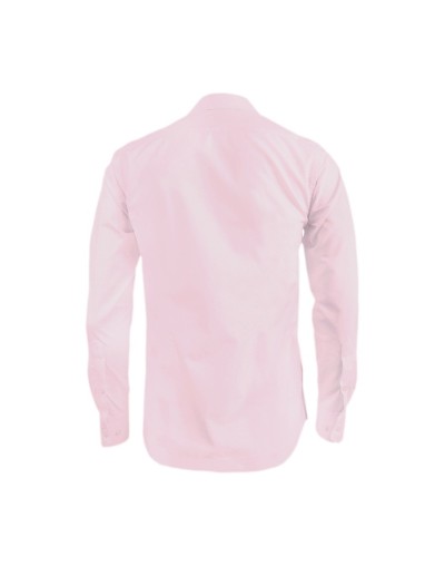 Camisa guayabera rosada en algodón sin bolsillos bordada slim fit hombre