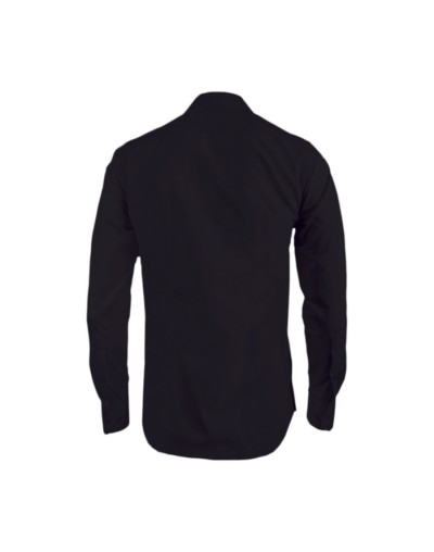 Camisa guayabera en algodón negra bordada sin bolsillos manga larga