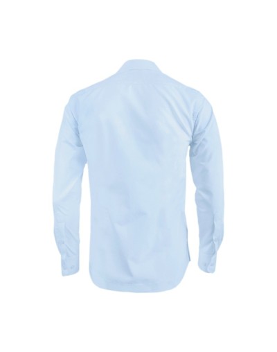 Guayabera alforzas azul claro con 2 bolsillos manga larga hombre