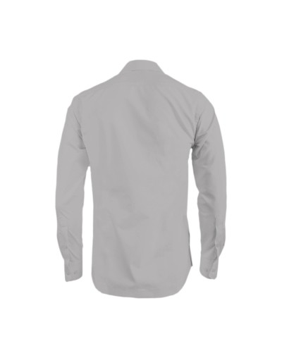 Guayabera alforzas gris claro con 2 bolsillos manga larga hombre