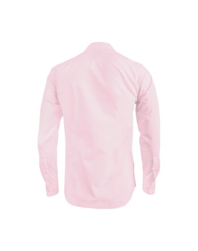 Guayabera alforzas rosado con 2 bolsillos manga larga hombre