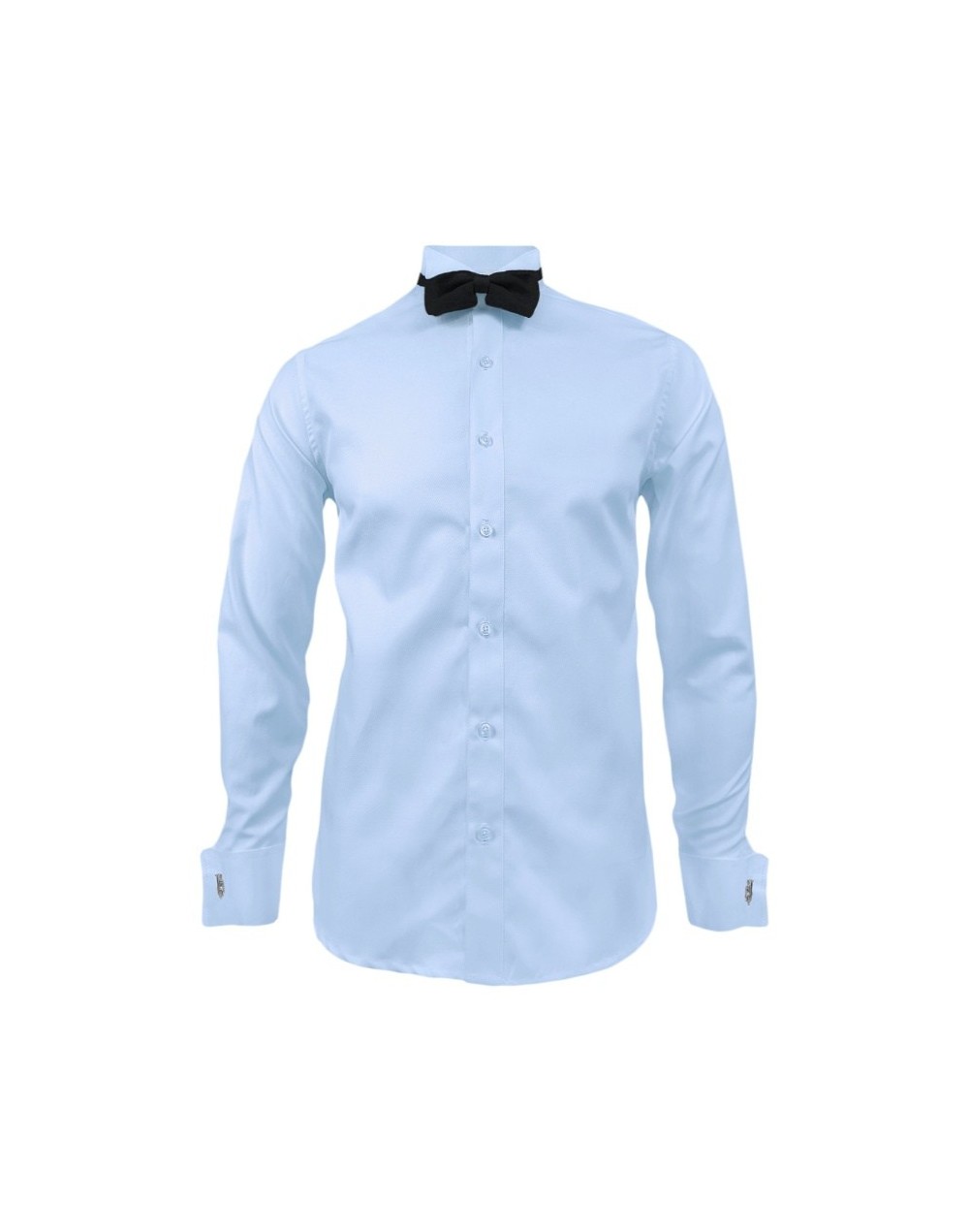 Camisa smoking azul claro puño mancornas manga larga hombre