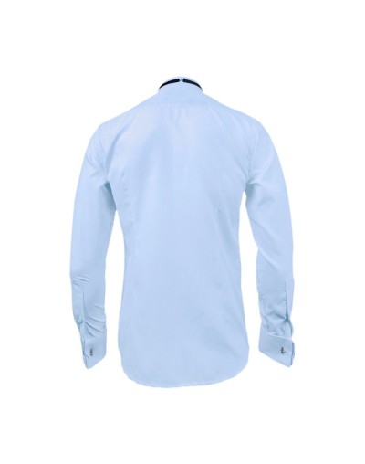 Camisa smoking azul claro puño mancornas manga larga hombre