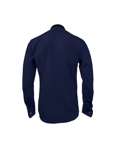 Camisa smoking azul oscuro puño mancornas manga larga hombre