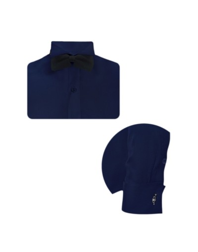 Camisa smoking azul oscuro puño mancornas manga larga hombre