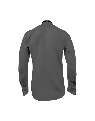 Camisa smoking gris oscuro puño mancornas manga larga hombre