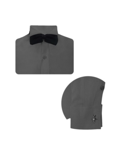 Camisa smoking gris oscuro puño mancornas manga larga hombre