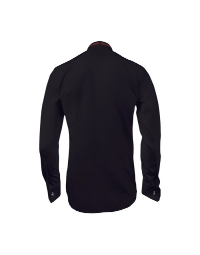 Camisa smoking negra puño mancornas manga larga hombre