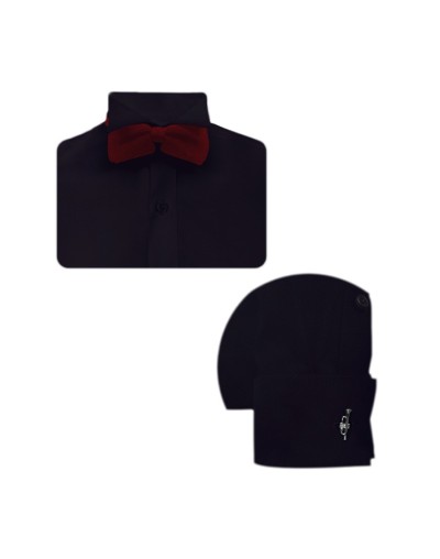 Camisa smoking negra puño mancornas manga larga hombre