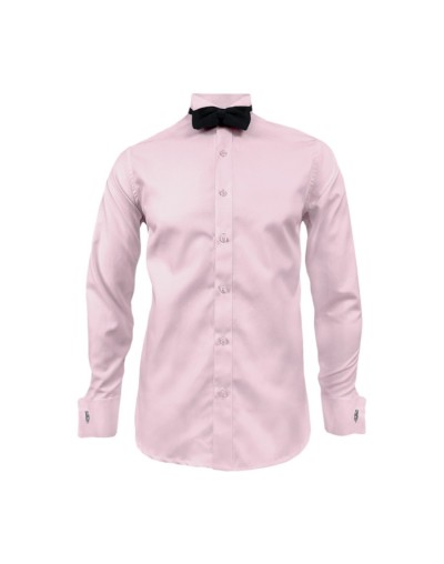 Camisa smoking rosada puño mancornas manga larga hombre