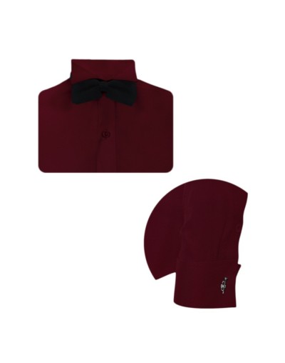 Camisa smoking vino tinto puño mancornas manga larga hombre