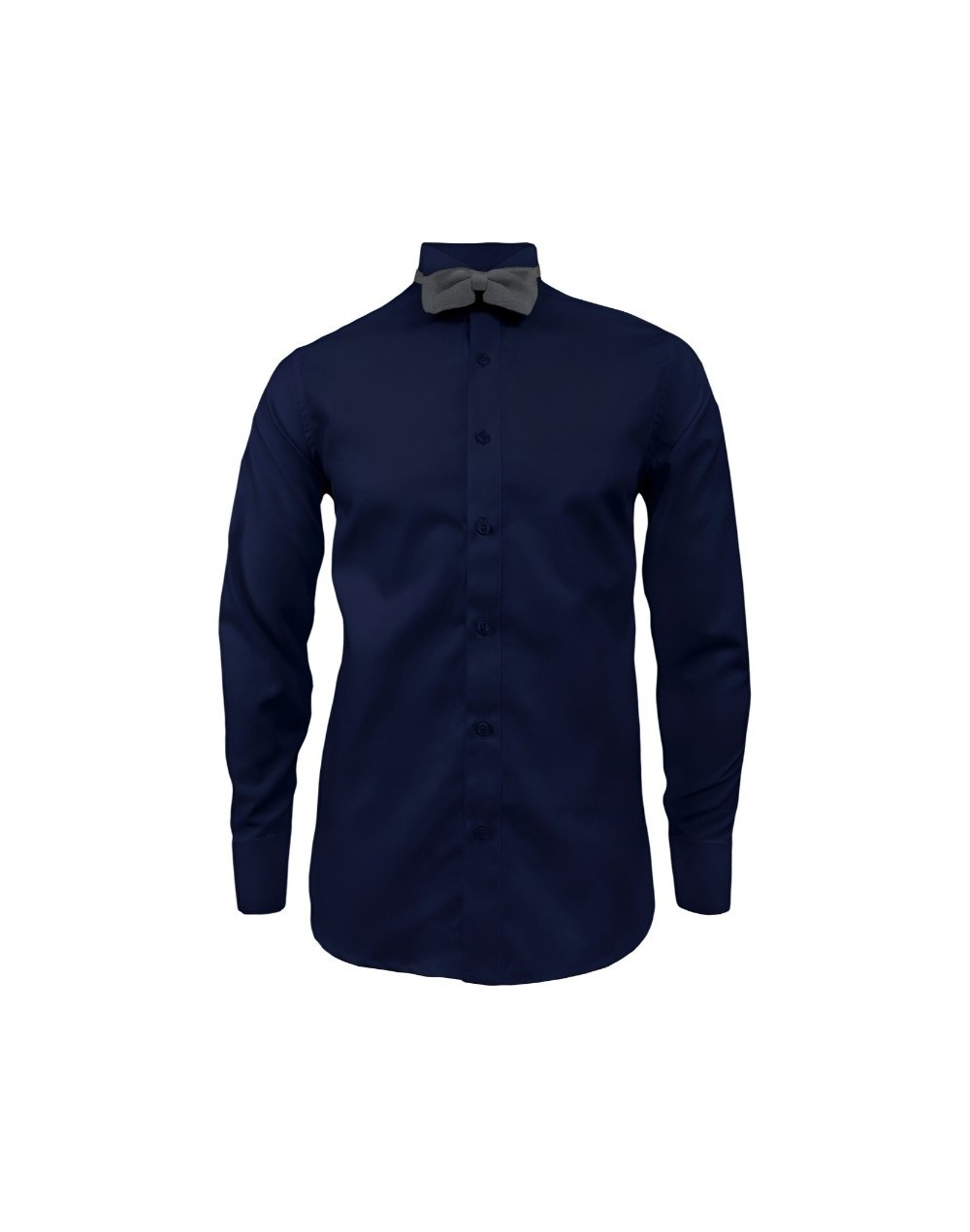 Camisa smoking azul oscura puño clásico manga larga para hombre