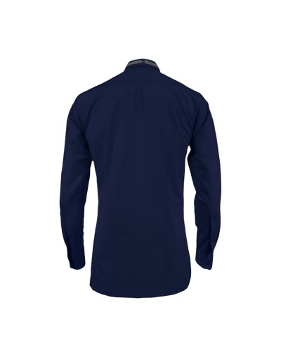 Camisa smoking azul oscura puño clásico manga larga para hombre