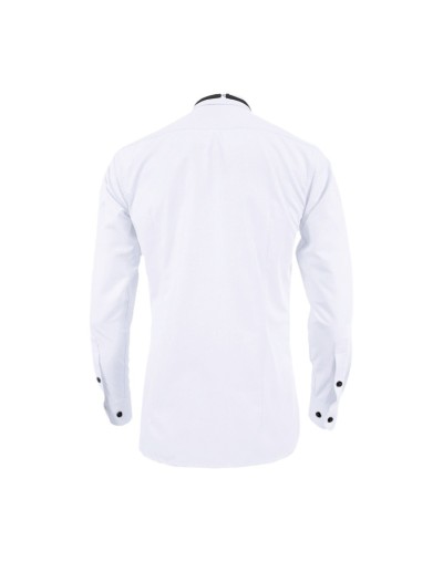 Camisa smoking blanca boton negro puño clásico manga larga hombre