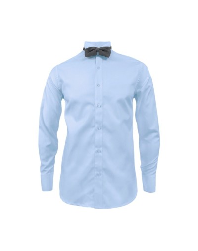 Camisa smoking cuello pajarito azul claro puño clásico manga larga para hombre