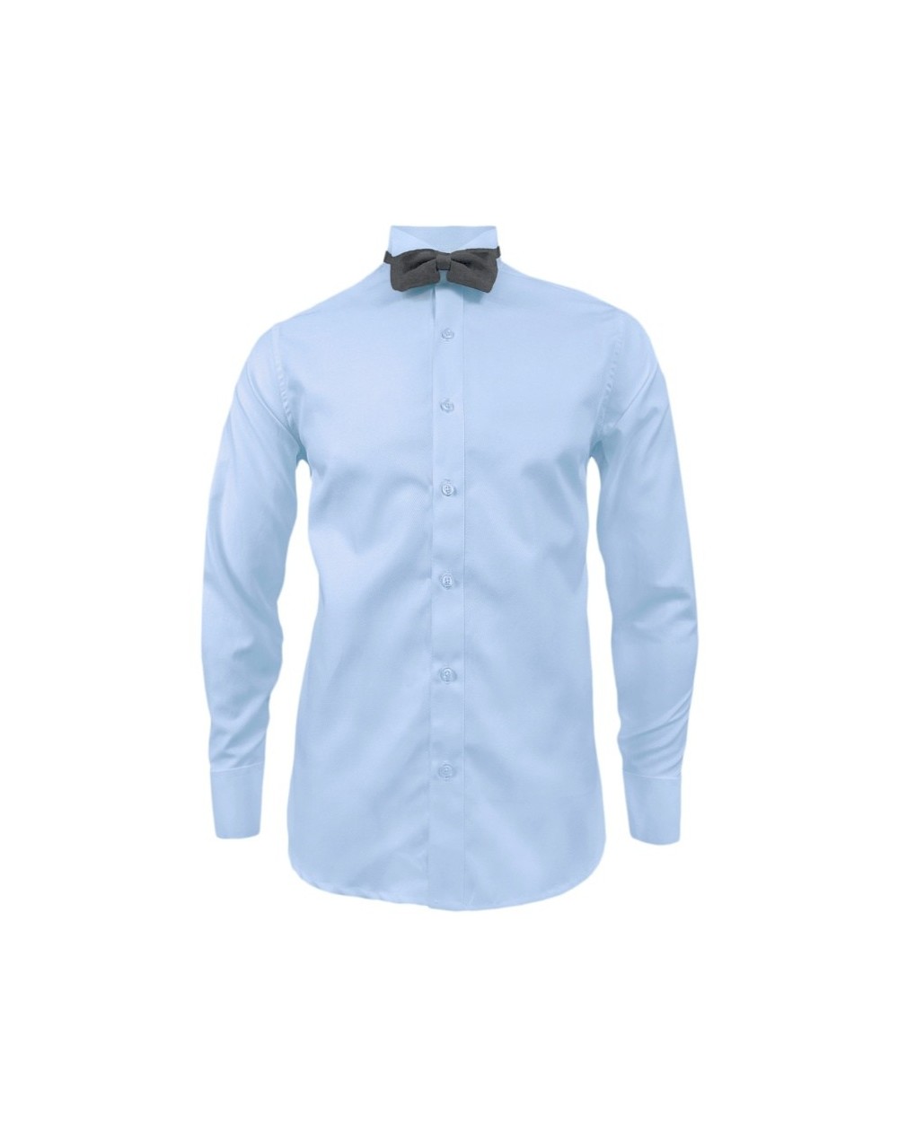 Camisa smoking cuello pajarito azul claro puño clásico manga larga para hombre