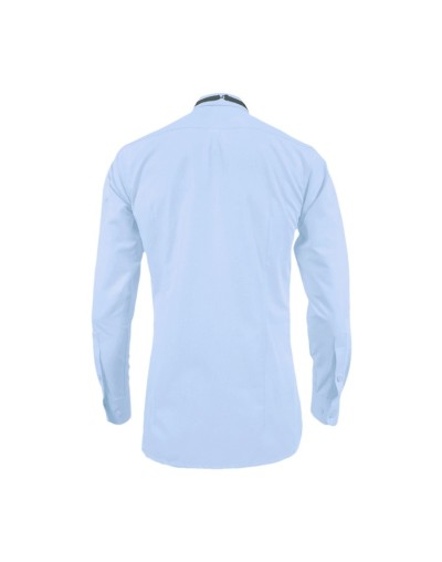 Camisa smoking cuello pajarito azul claro puño clásico manga larga para hombre
