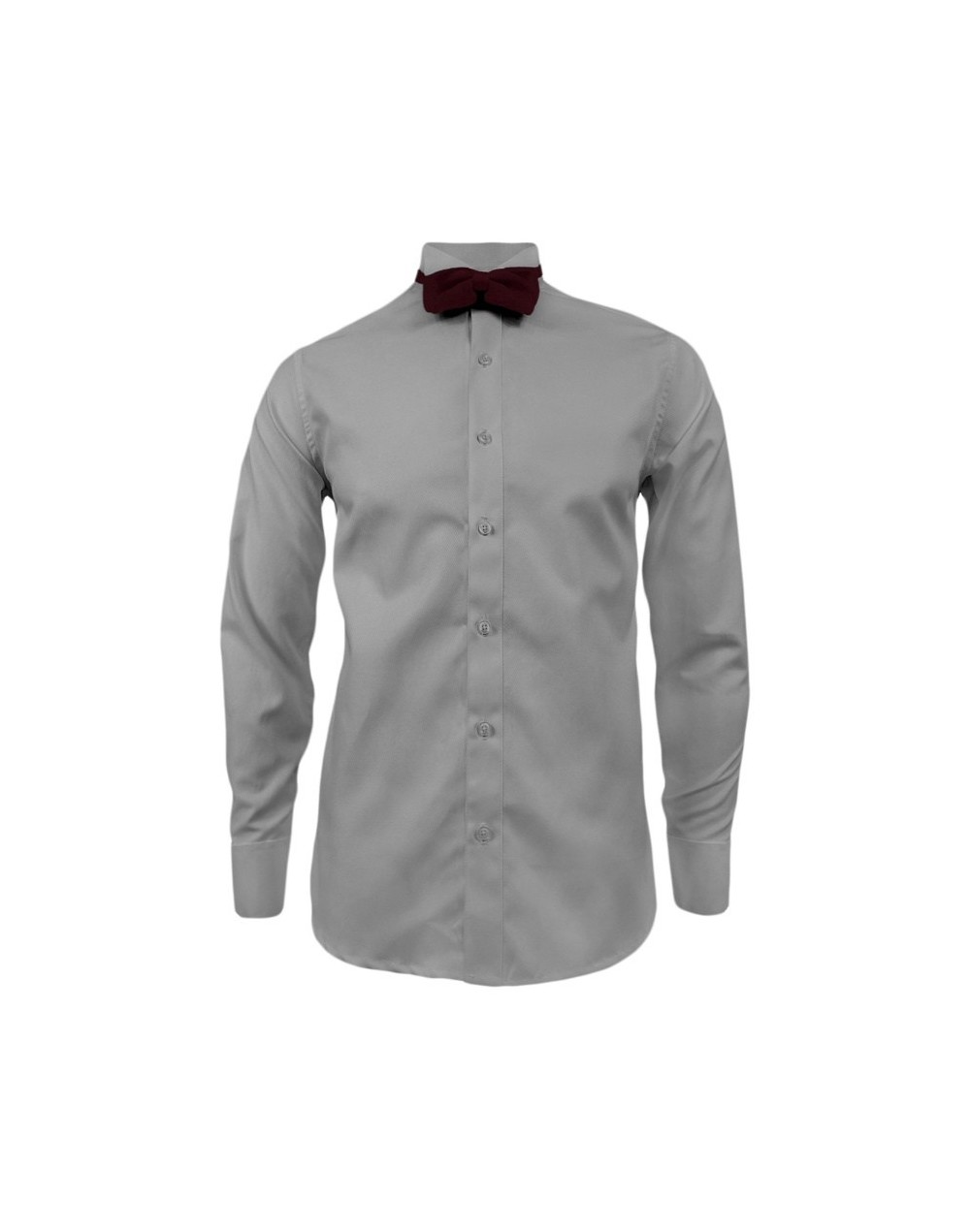 Camisa smoking cuello pajarito gris claro puño clásico manga larga para hombre
