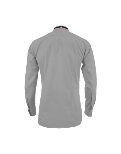 Camisa smoking cuello pajarito gris claro puño clásico manga larga para hombre