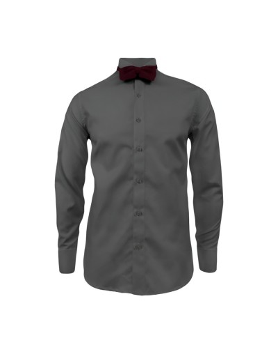 Camisa smoking gris oscura puño clásico manga larga para hombre