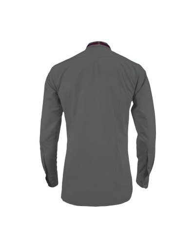 Camisa smoking gris oscura puño clásico manga larga para hombre