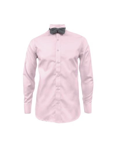 Camisa smoking rosada puño clásico manga larga para hombre