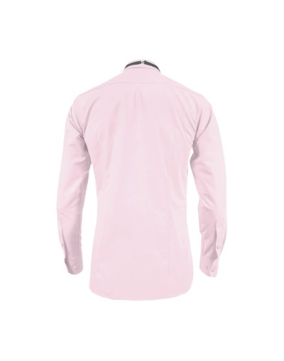 Camisa smoking rosada puño clásico manga larga para hombre