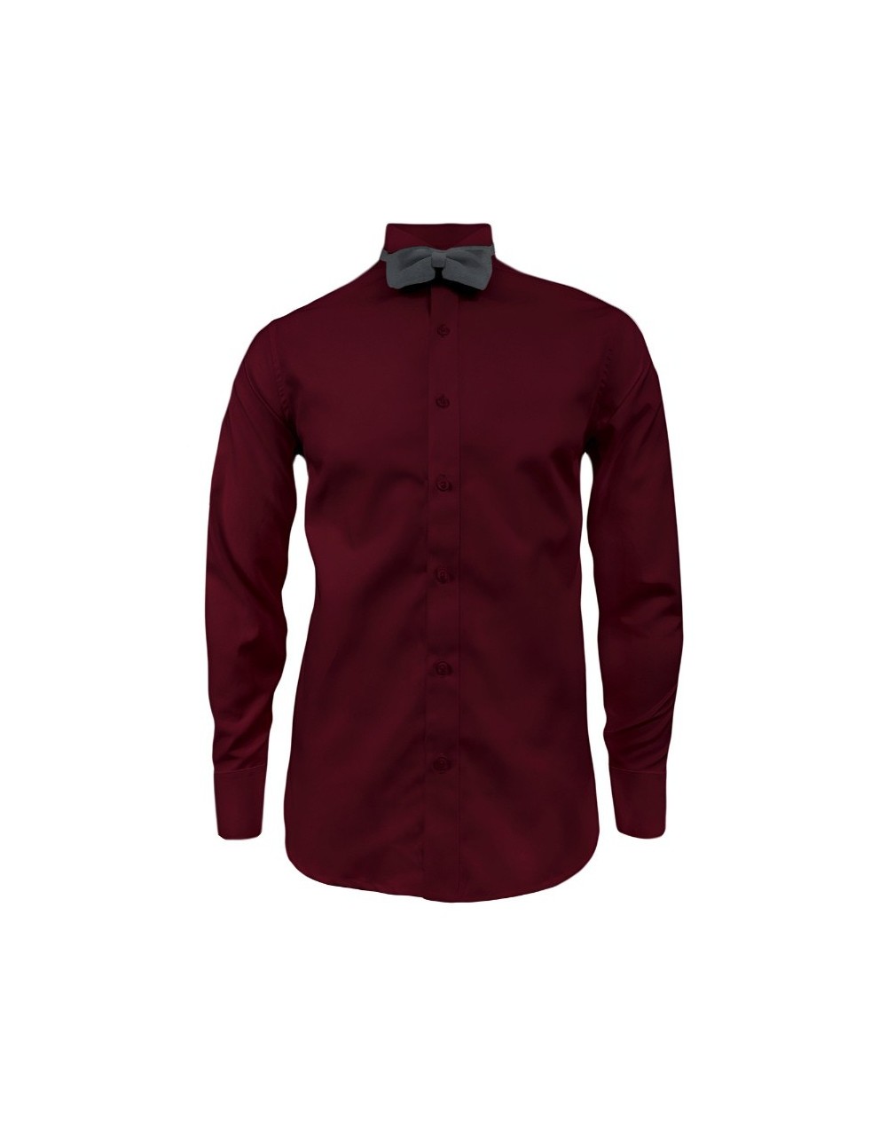 Camisa smoking vino tinto puño clásico manga larga para hombre