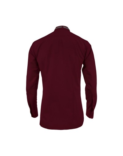 Camisa smoking vino tinto puño clásico manga larga para hombre