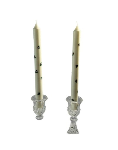 Juego velas largas blancas flores