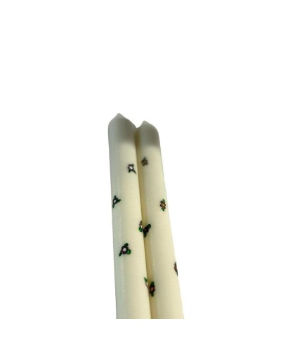 Juego velas largas blancas flores