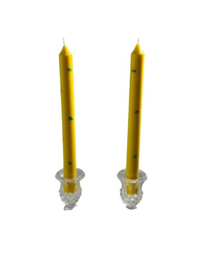 Juego velas largas amarillas flores