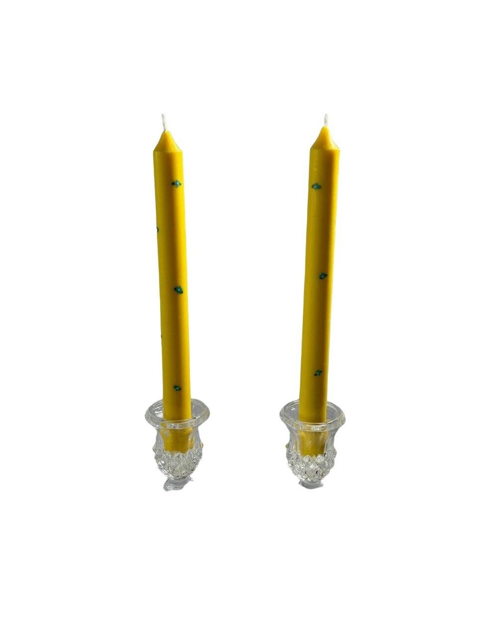 Juego velas largas amarillas flores