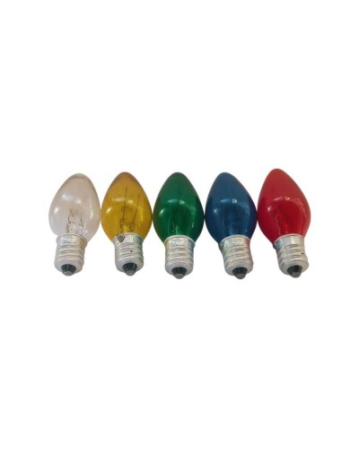 Bombillo Incandescente Candelabro Colores y Claro Rosca E12 7W 110V