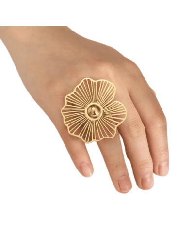 Anillo flor dorada