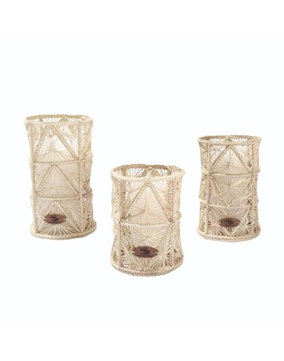 Candelabros / jarrones en palma de iraca